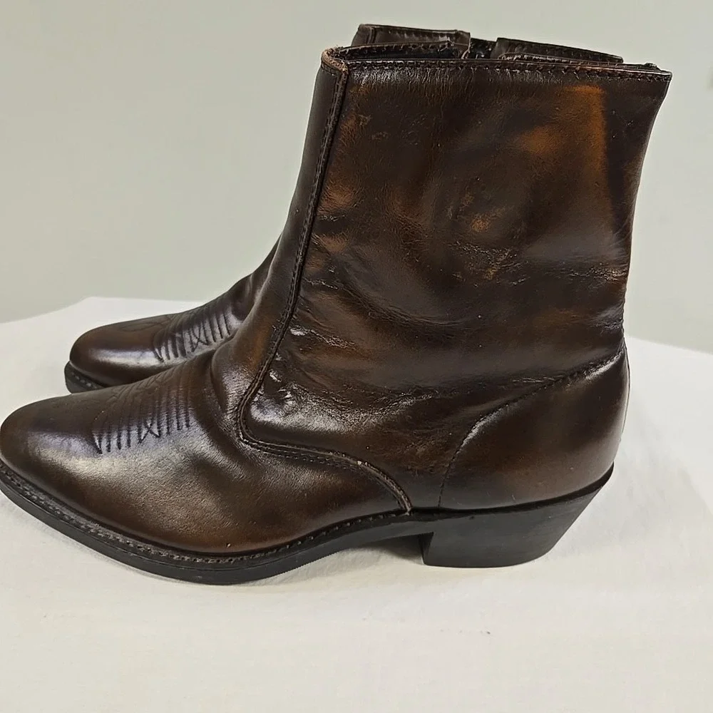 Laredo Men's Fletcher Brown Leather Zipper Ankle Boots 62004 Size 9.5 EW - Picture 6 of 13